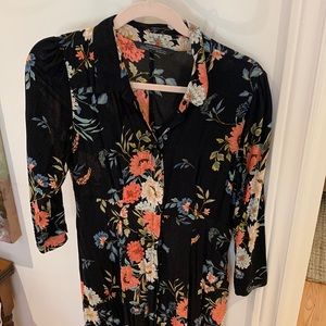 Zara size L black floral maxi summer dress